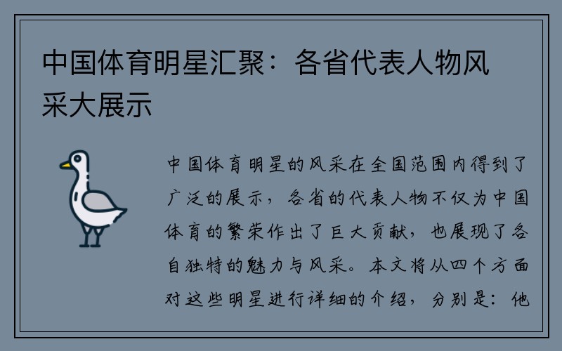 中国体育明星汇聚：各省代表人物风采大展示